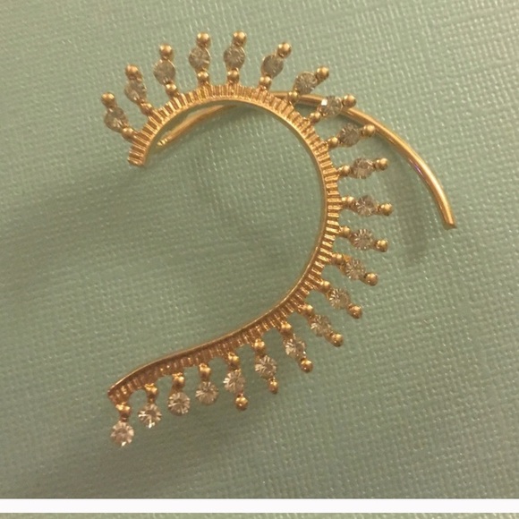 Gold Crystal Large Sparkles Punk Ear Cuff - Picture 2 of 3